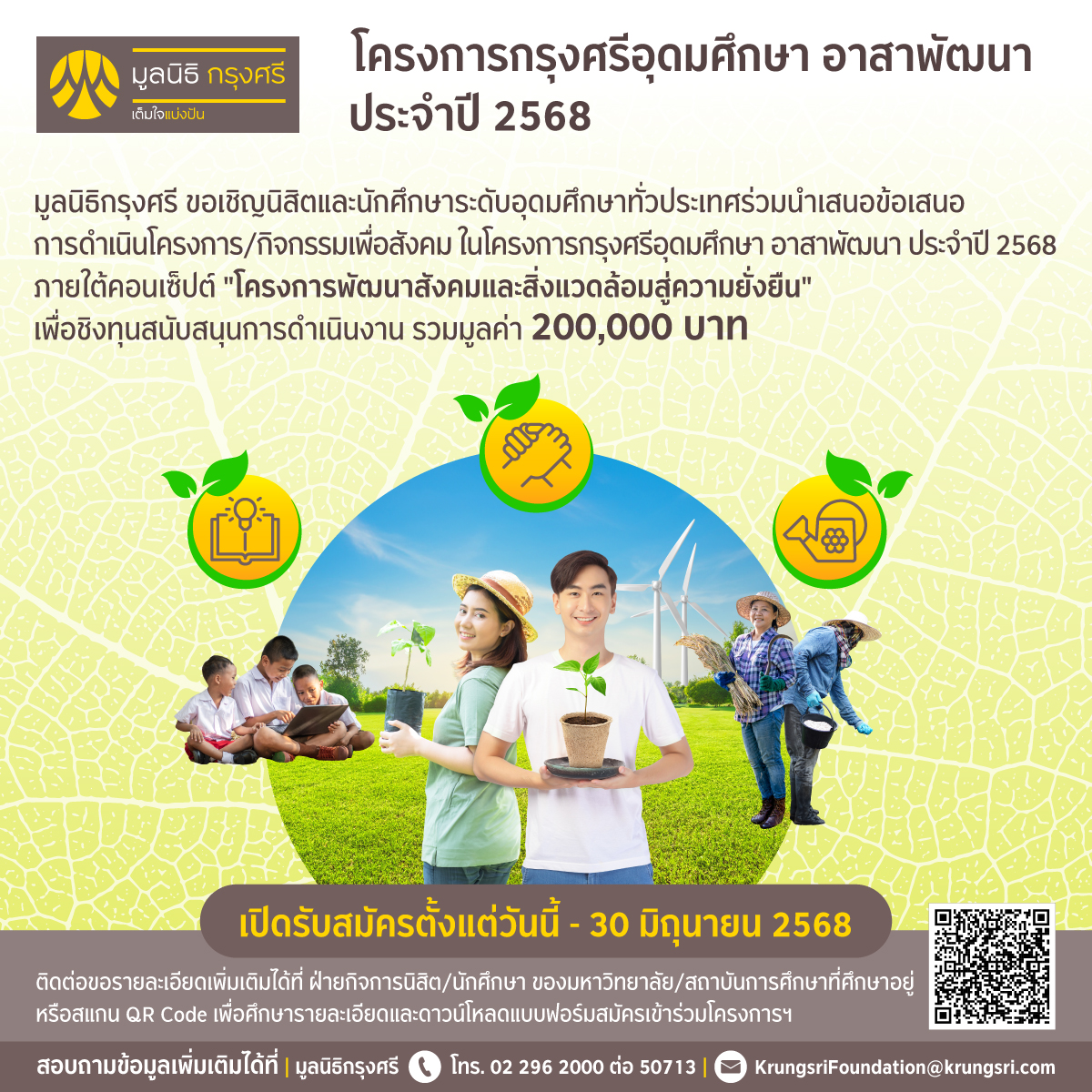 ชวนนักศึกษาเขียนโครงการ “พัฒนาสังคมและสิ่งแวดล้อมสู่ความยั่งยืน” ประกวดชิงเงินรางวัลรวมกว่า 2 แสนบาท